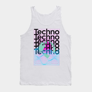 TECHNO  - Grid Globe (black/blue/pink) Tank Top